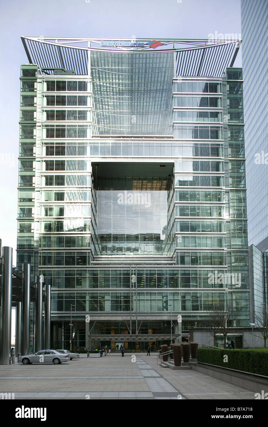Office building of the Bank of America in Canary Wharf in London, England, Great Britain, Europe Stock Photo