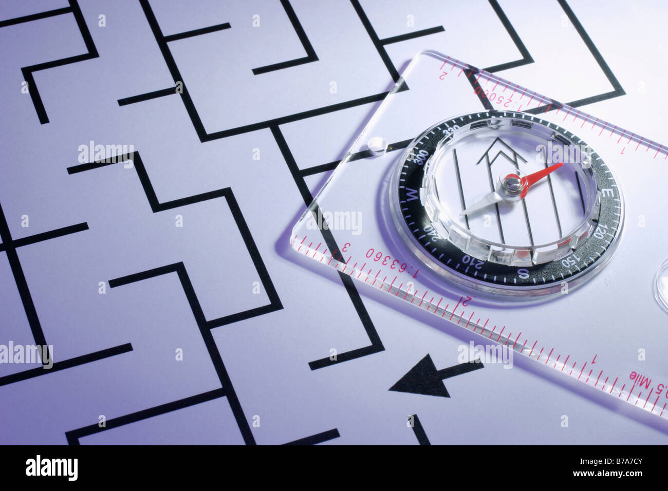 Compass on maze Stock Photo - Alamy