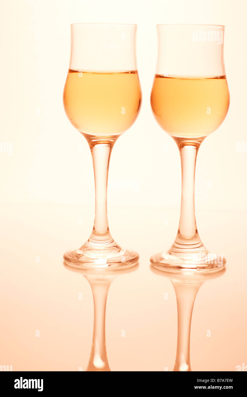 Wineglasses with white wine Stock Photo