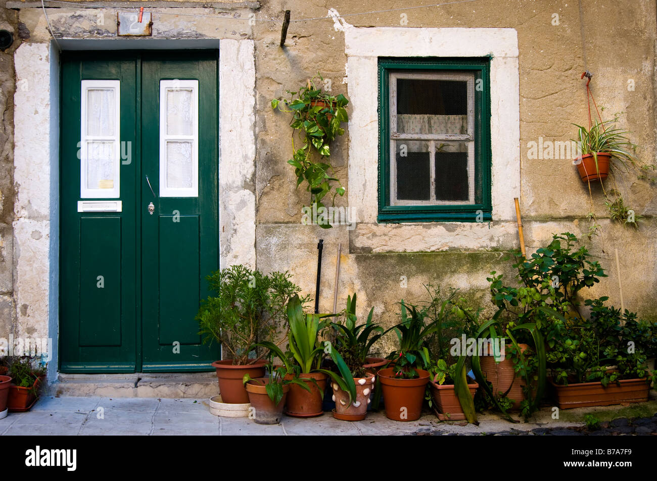 Typical house in the streets of the Alfama district of Lisbon Stock Photo