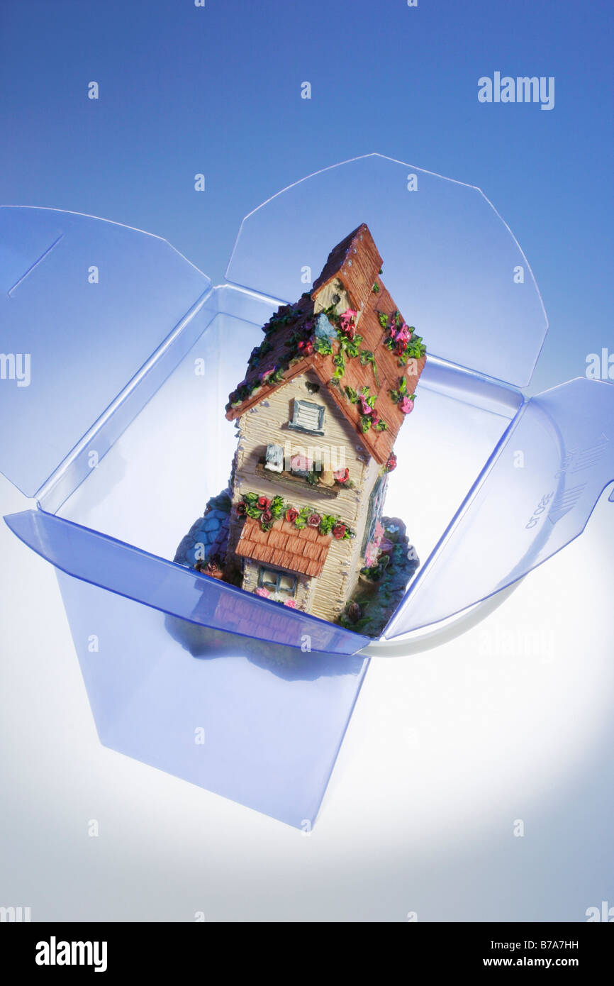 Miniature house in gift box Stock Photo