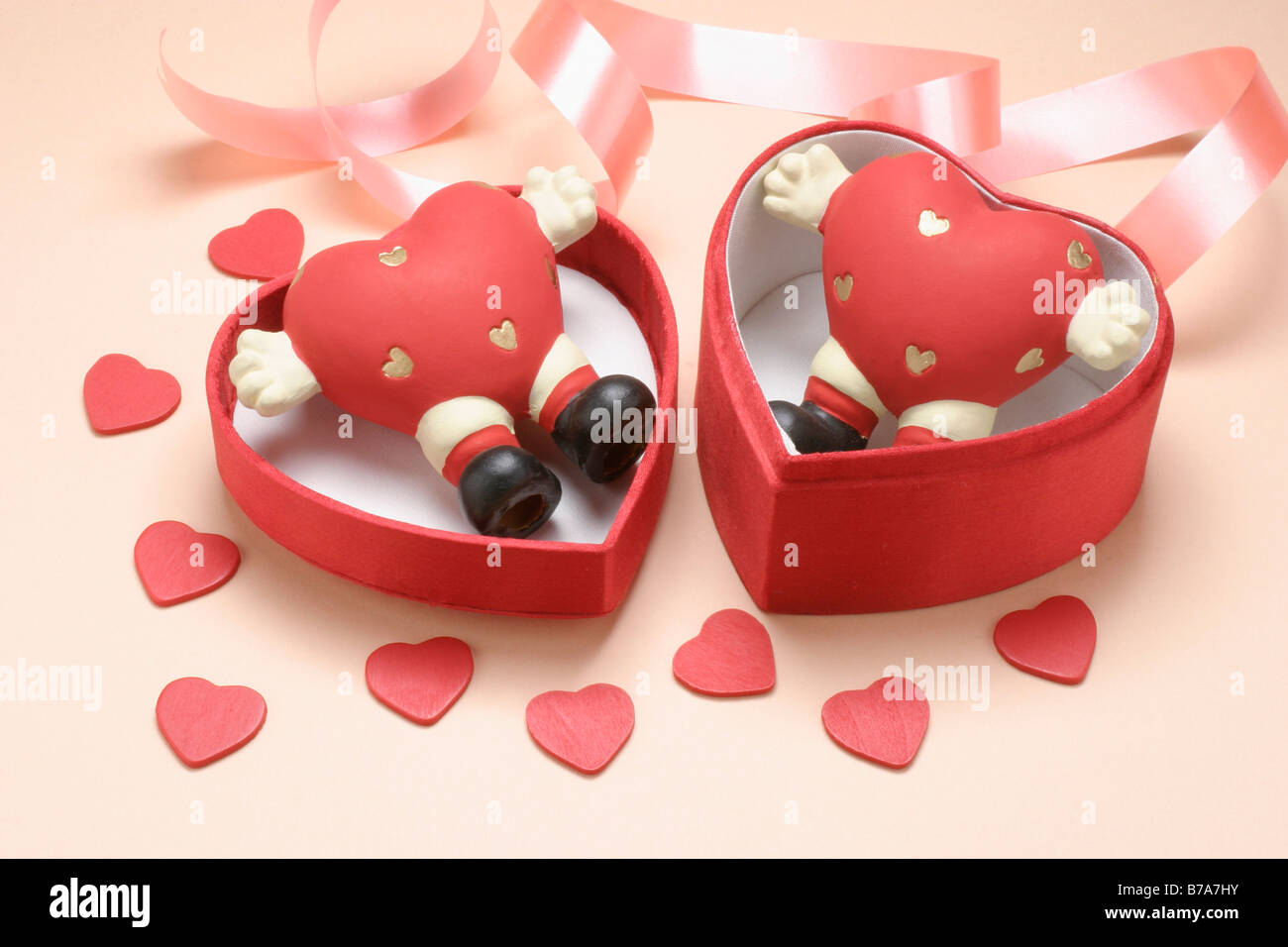 Loveheart figurines in gift box Stock Photo