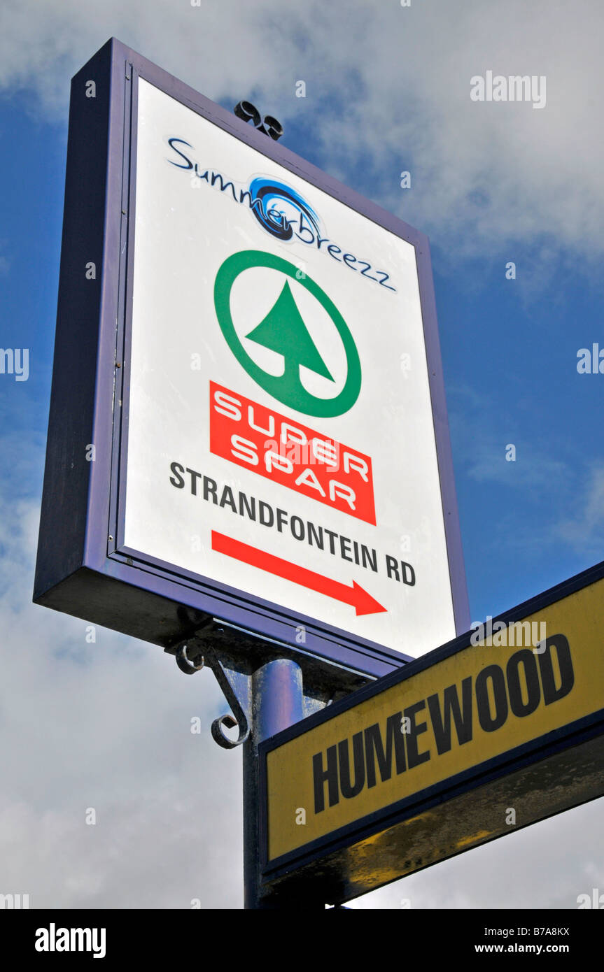 Adverstising sign for Spar supermarket in Port Elizabeth, Ostkap, South Africa, Africa Stock Photo