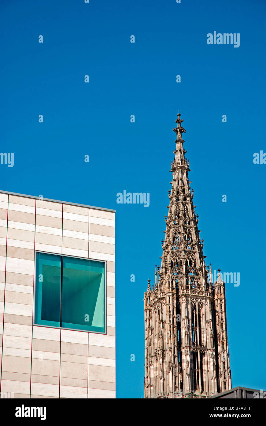 Assemblage Weishaupt and Ulmer Muenster, Ulm, Baden-Wuerttemberg, Germany, Europe Stock Photo