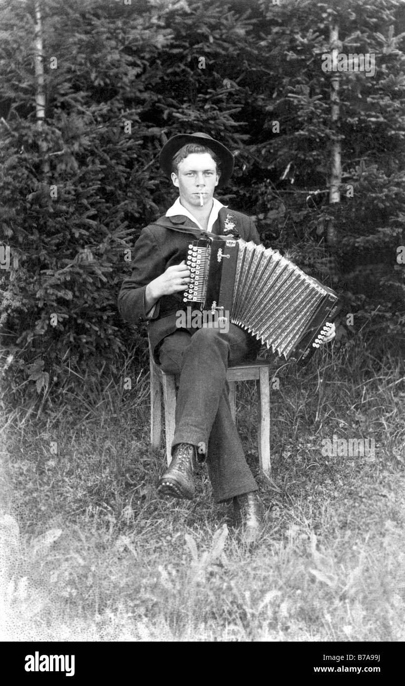Historical photo, musician, ca. 1920 Stock Photo