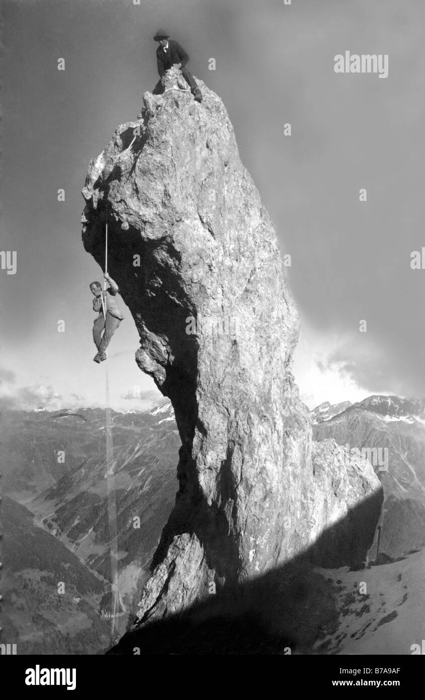 Historical photo, mountain climbers Stock Photo