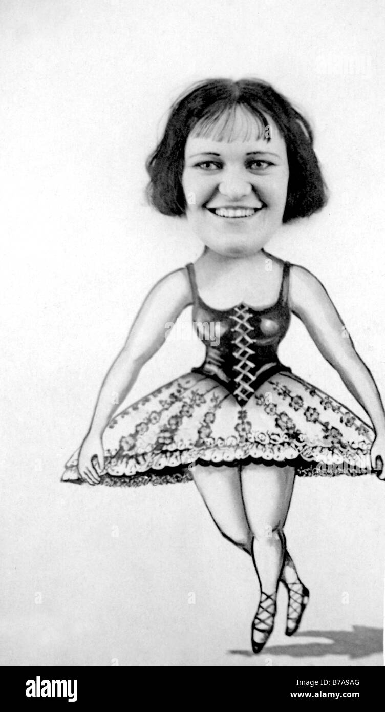 Historical photo, woman as a caricature Stock Photo