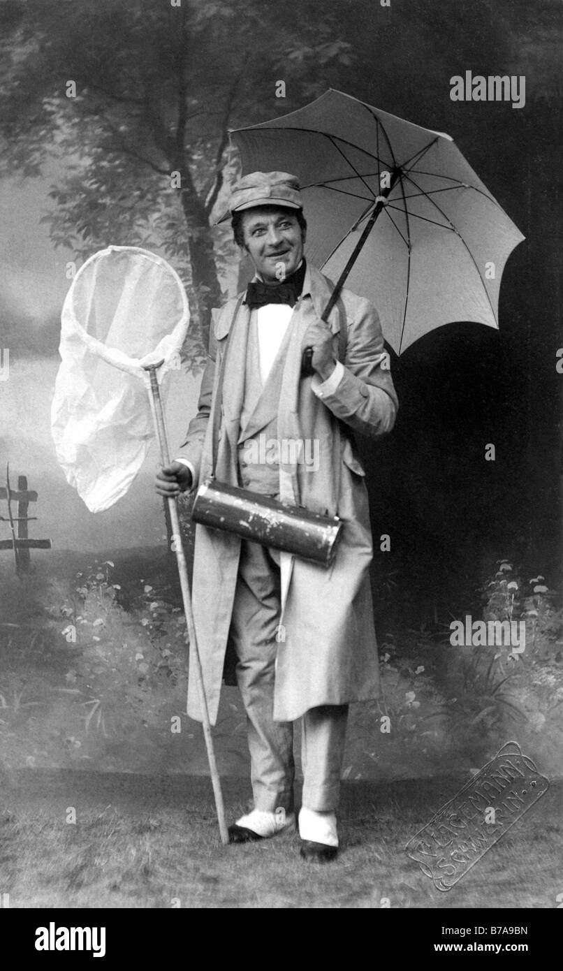 Historic photo, butterfly catcher, ca. 1915 Stock Photo