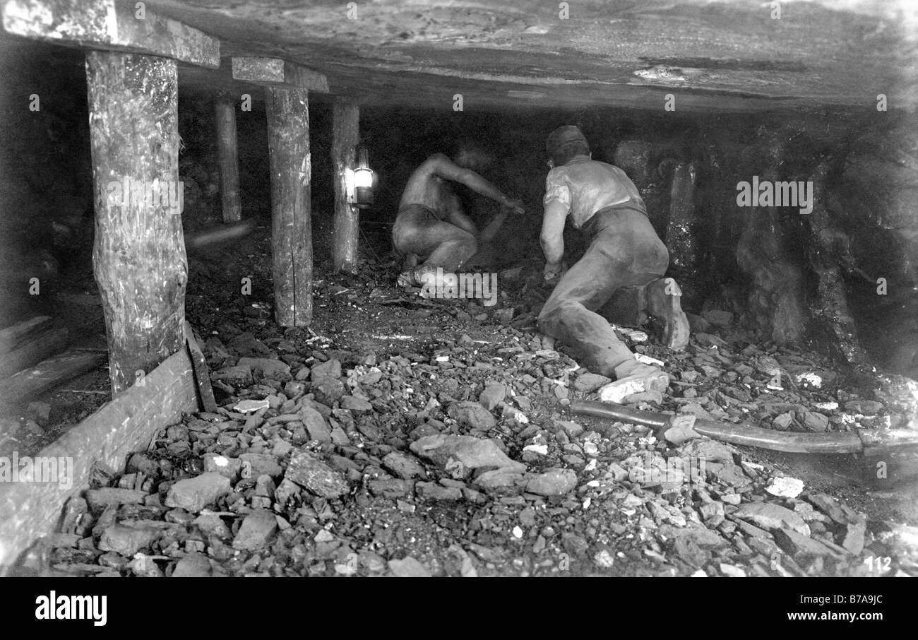 Historic photo, worker in coal mine, ca. 1930 Stock Photo