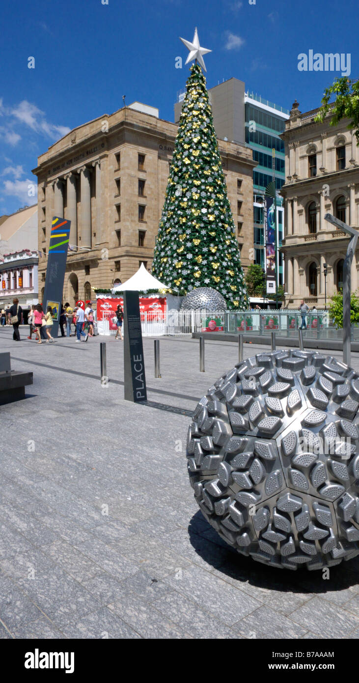 Christmas tree on Queen Street, Brisbane, Australia Stock Photo