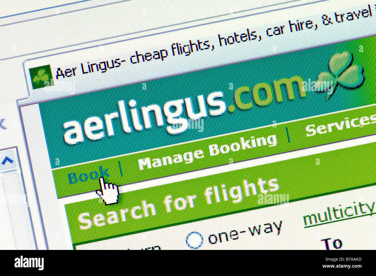 Macro screenshot of Aer Lingus website (Editorial use only) Stock Photo