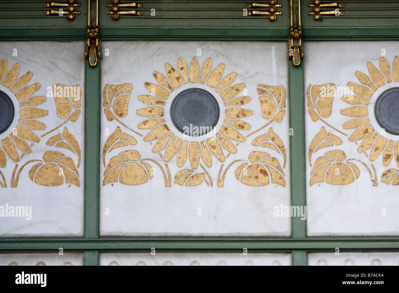 Detail shot of an art nouveau premetro pavilion, by Otto Wagner, Vienna, Austria, Europe Stock Photo