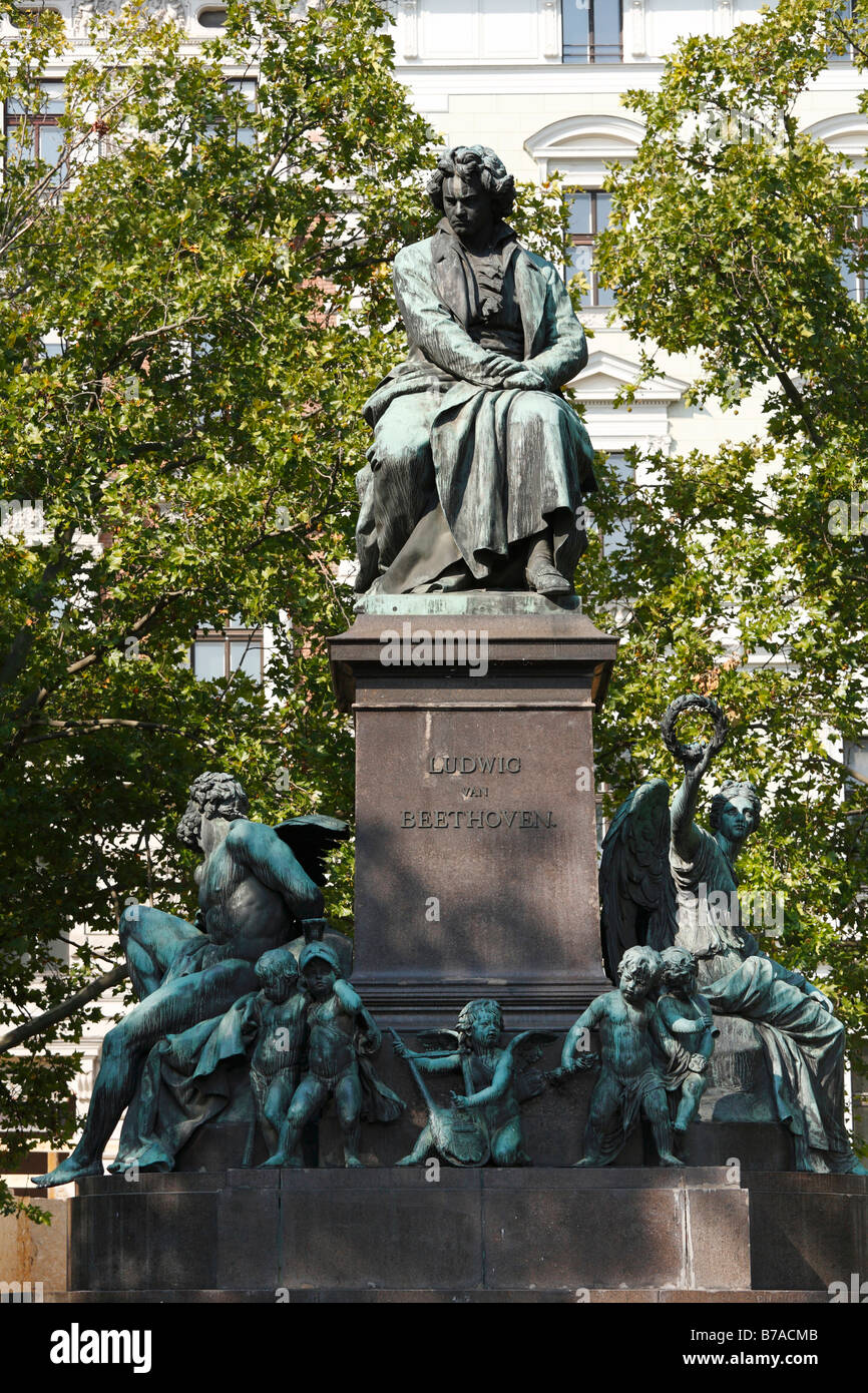 Memorial to Ludwig van Beethoven on Beethovenplatz, Vienna, Austria, Europe Stock Photo