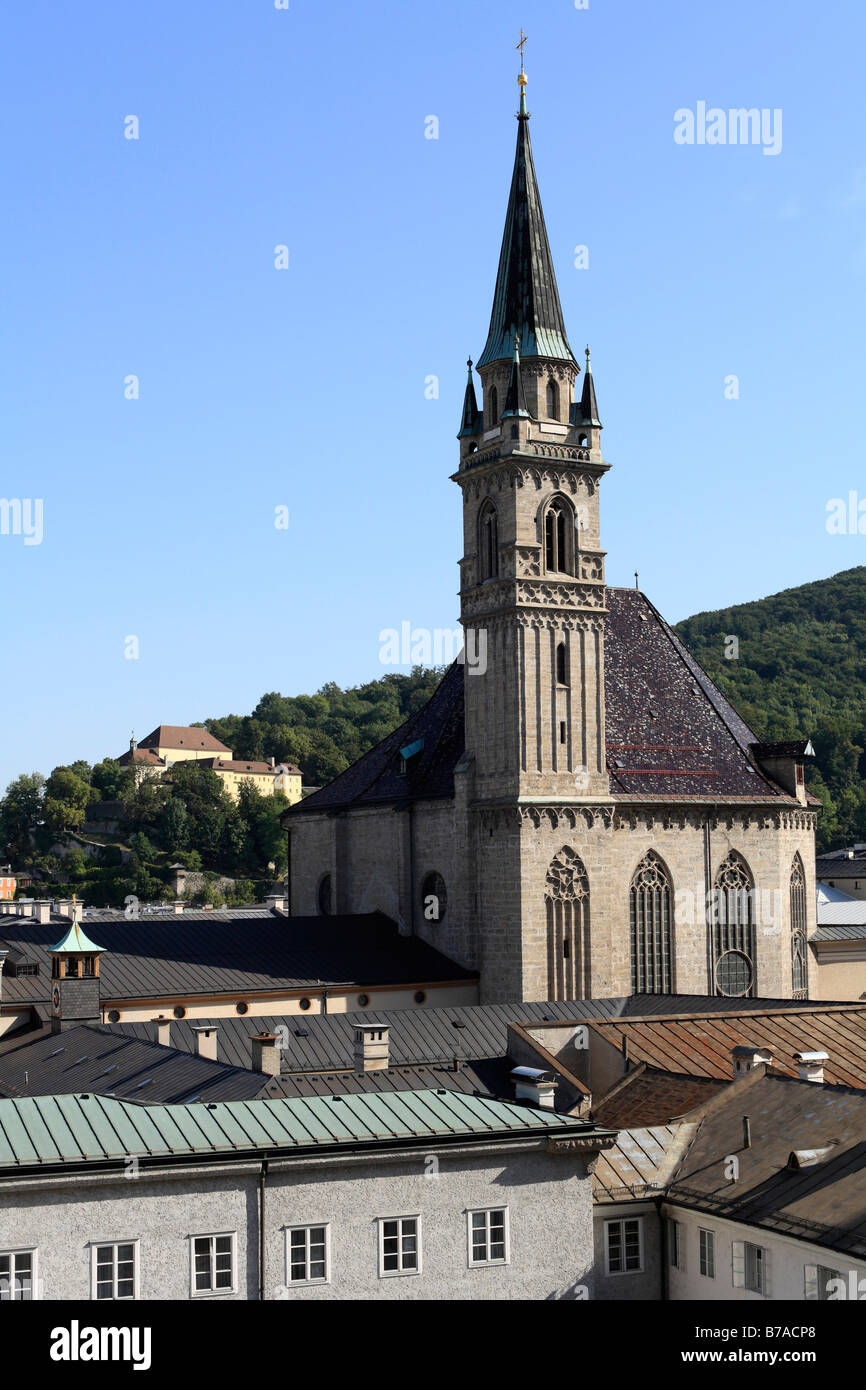Franciscan church, Capuchin monastery in the back, Salzburg, Austria, Europe Stock Photo