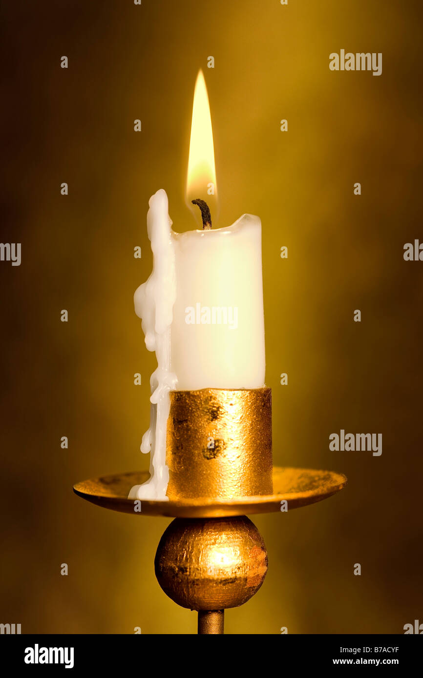 Burning white candle Stock Photo Alamy