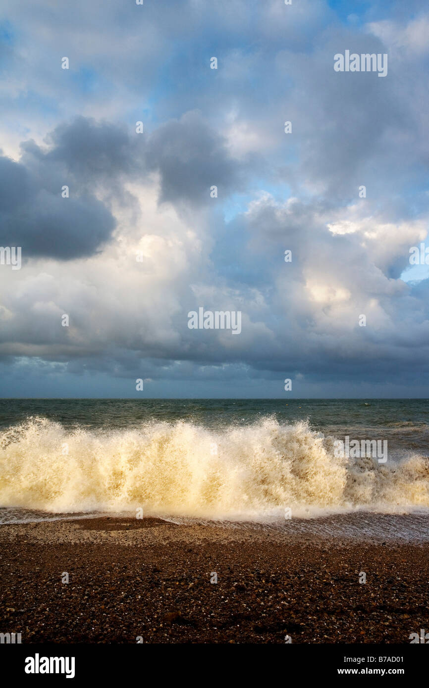 Wave on a beach near Hove, Sussex, Great Britain, Europe Stock Photo