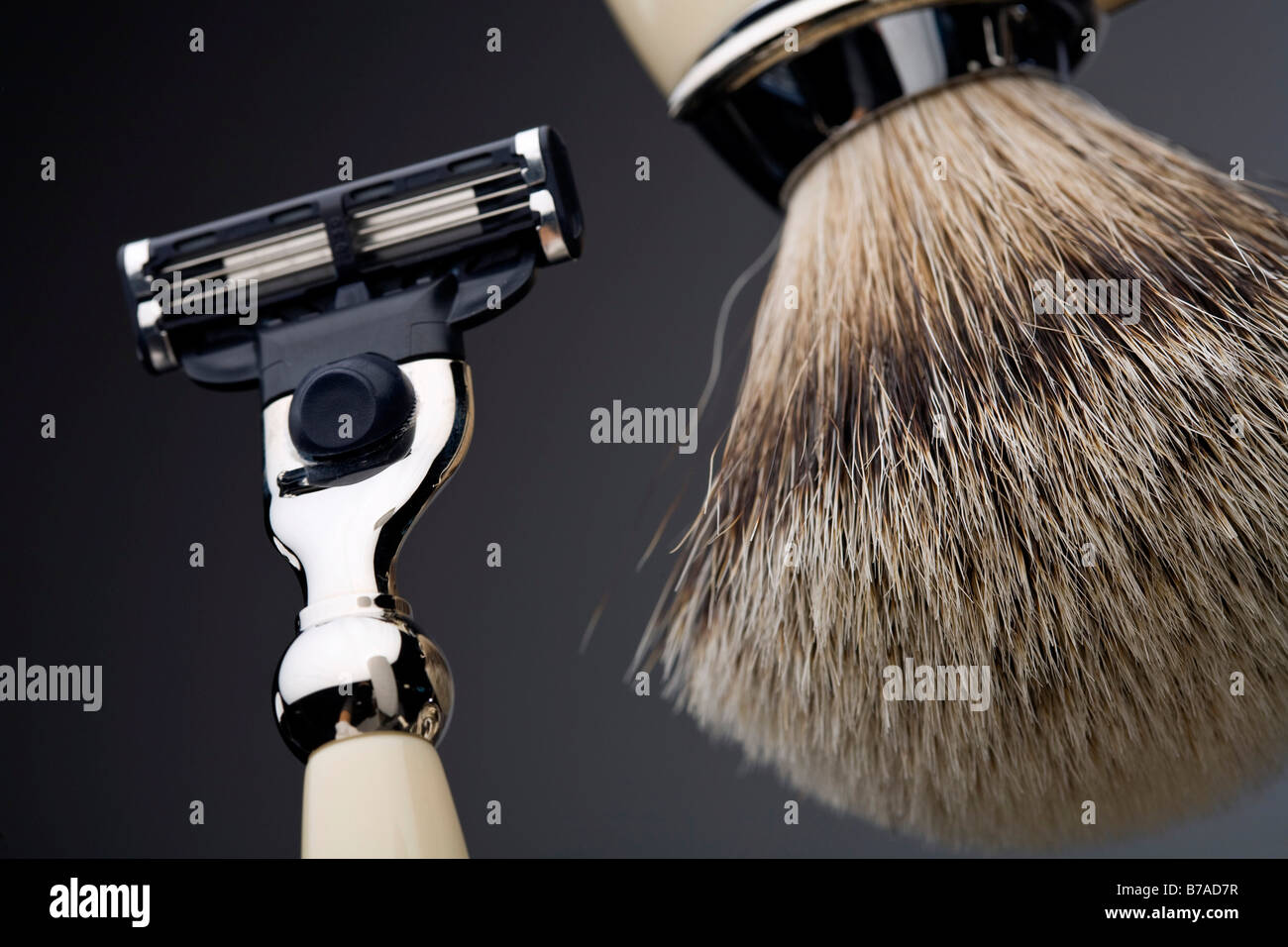 Shaver, shaving brush Stock Photo