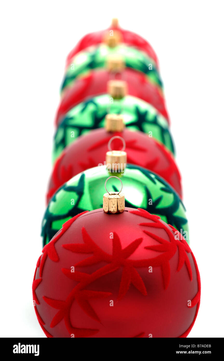 Six Christmas baubles Stock Photo