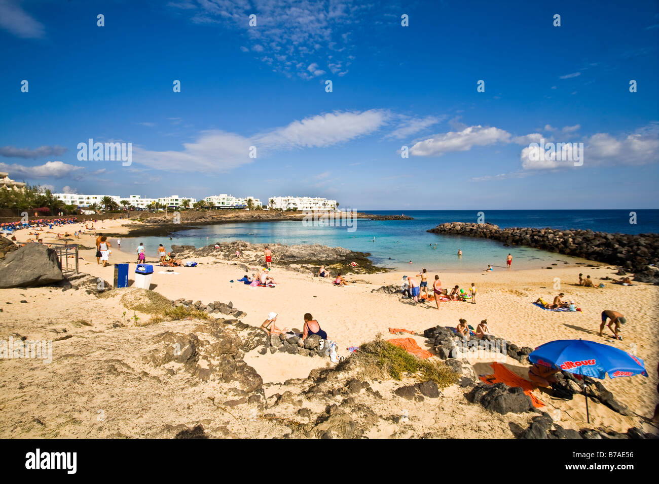 Playa Jablillo Costa Teguise Lanzarote Canary Islands Spain Europe beach playa Travel tourism Stock Photo