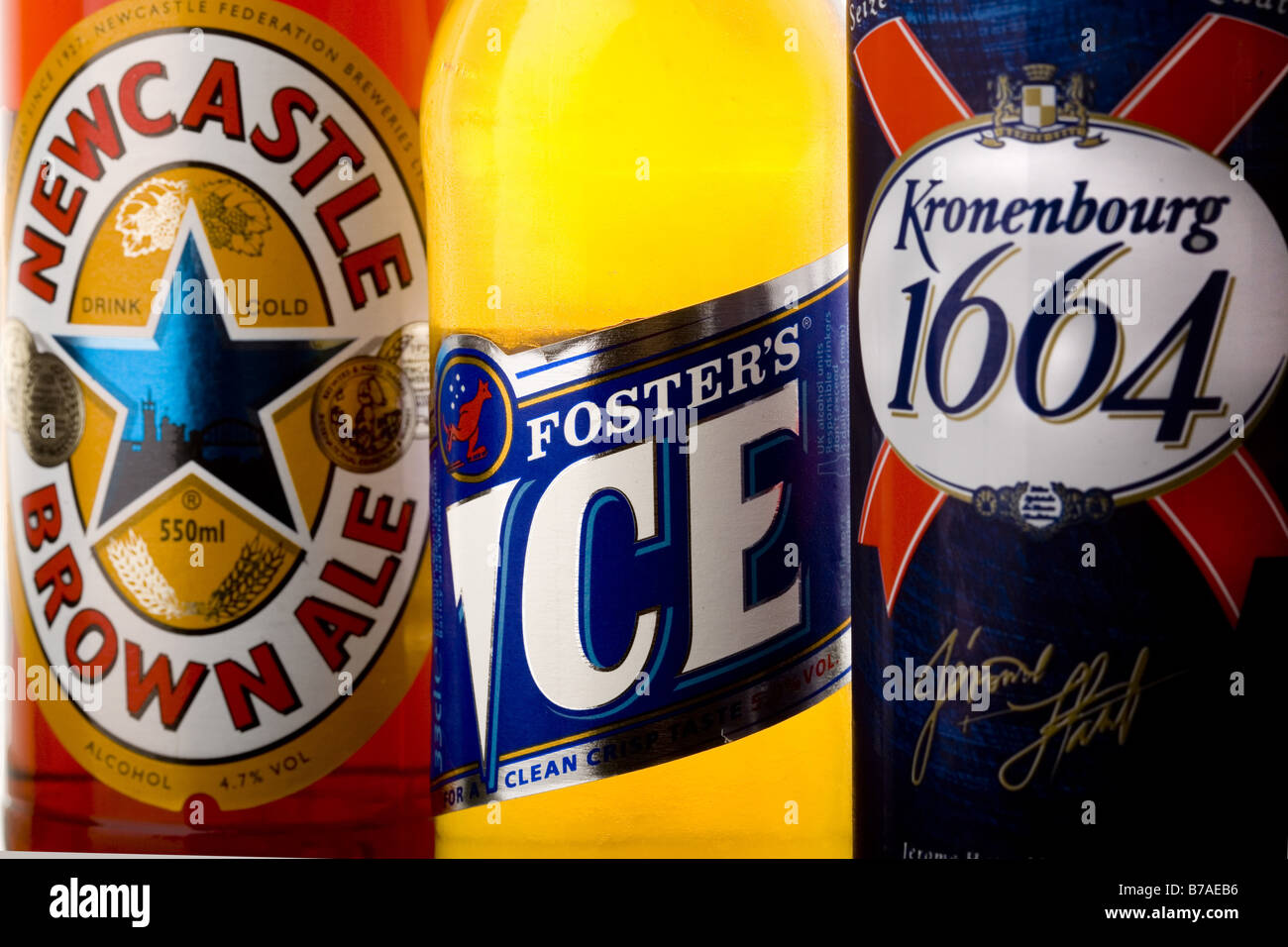 Newcastle Brown Ale Kronenbourg 1664 and Fosters Ice beer brands part