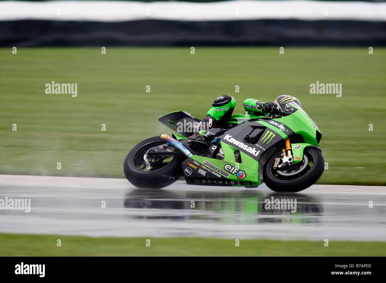 Anthony West during a wet practice session. Stock Photo