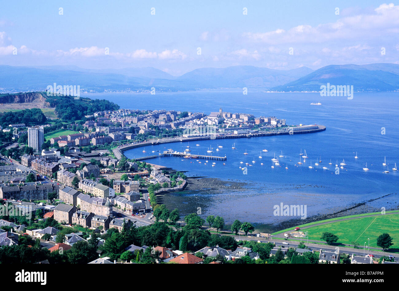 Gourock and Firth of Clyde, Scotland UK Clydeside Scottish town port harbour UK townscape seascape landscape view scenery boats Stock Photo