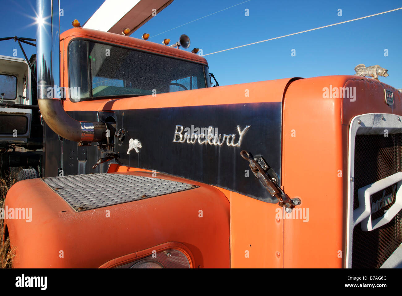 An old Brockway diesel truck made long before the company went out of business. Stock Photo
