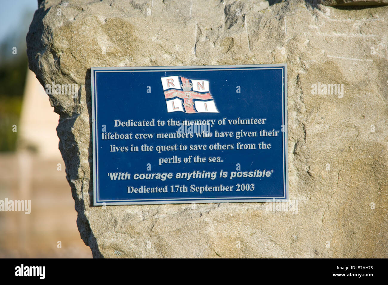 Royal National Lifeboat Institution Memorial at the National Memorial Arboreteum at Alrewas in Staffordshire, England Stock Photo