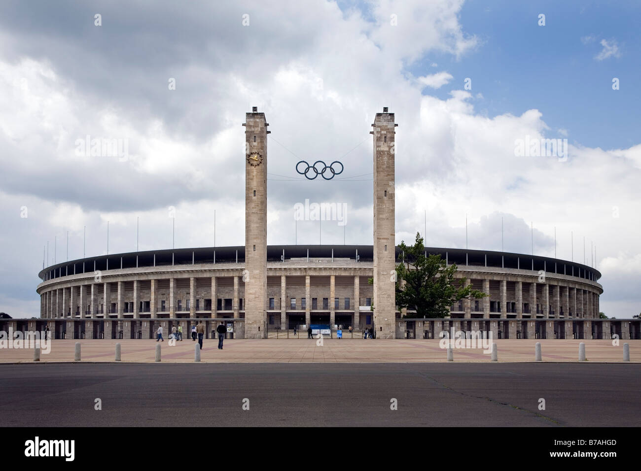 View of the Olympic Stadium in Berlin with main entrance and Olympic
