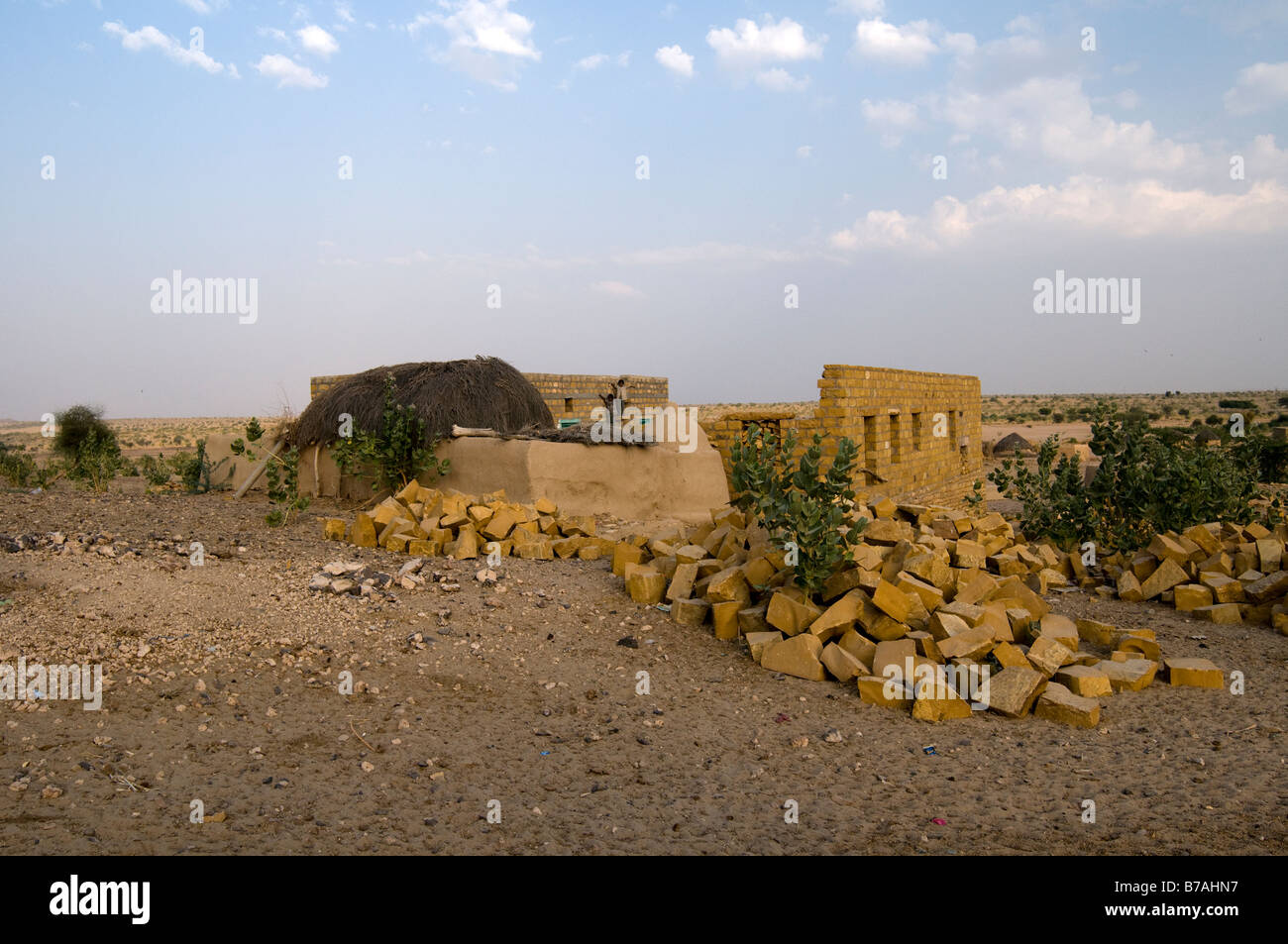 The Village on Thar Desert. Jaisalmer. Rajasthan. India Stock Photo - Alamy