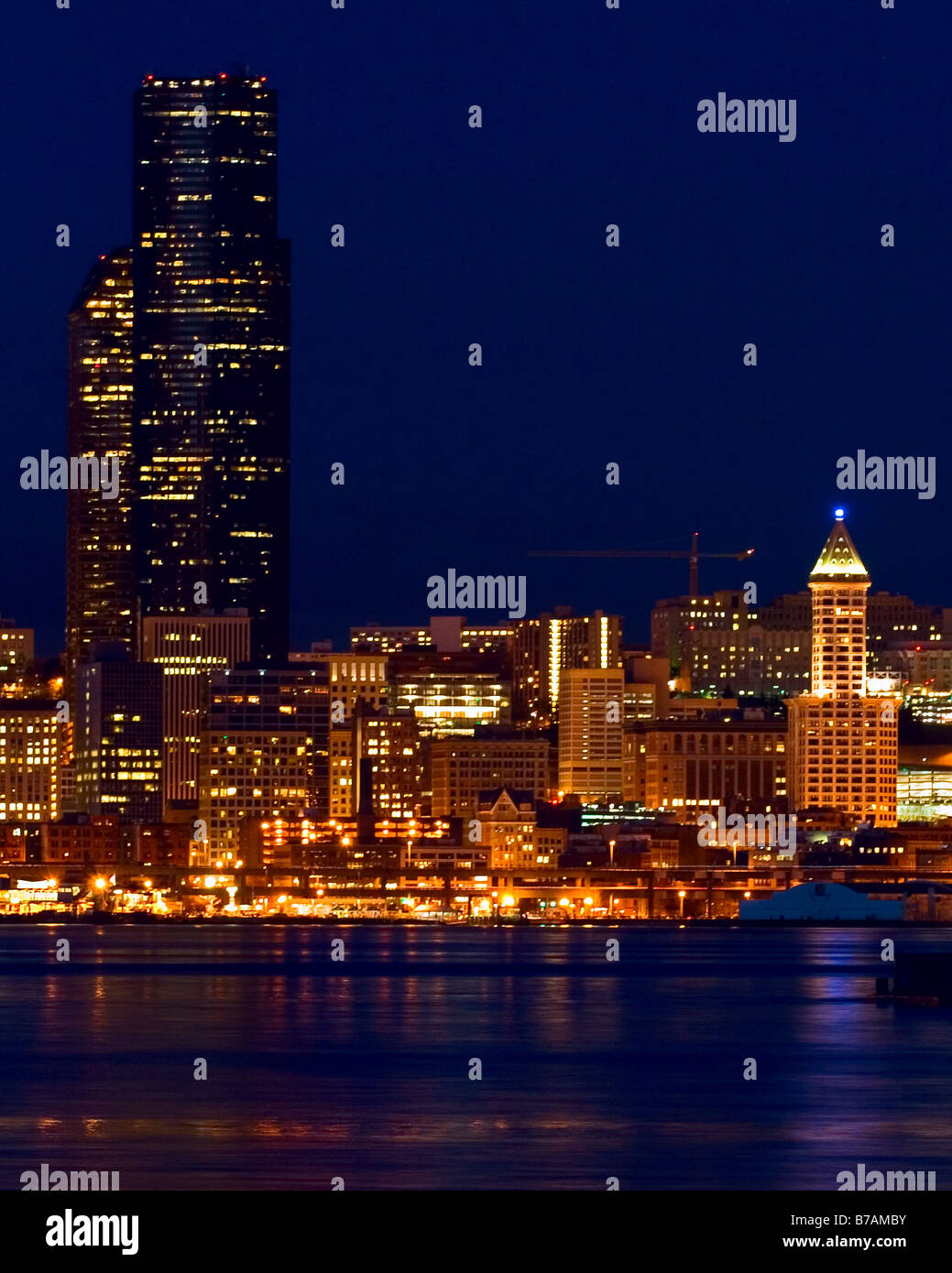 Seattle skyline at night Stock Photo - Alamy