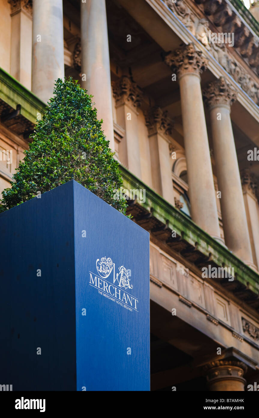 Plant pot outside the Merchant Hotel, Belfast Stock Photo