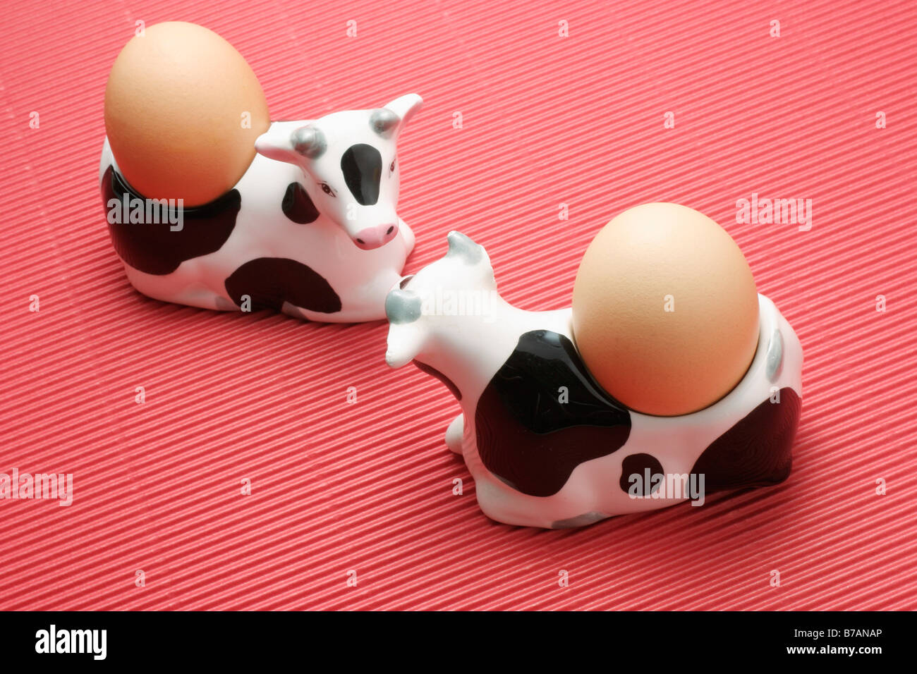 Cow-shape egg cups Stock Photo