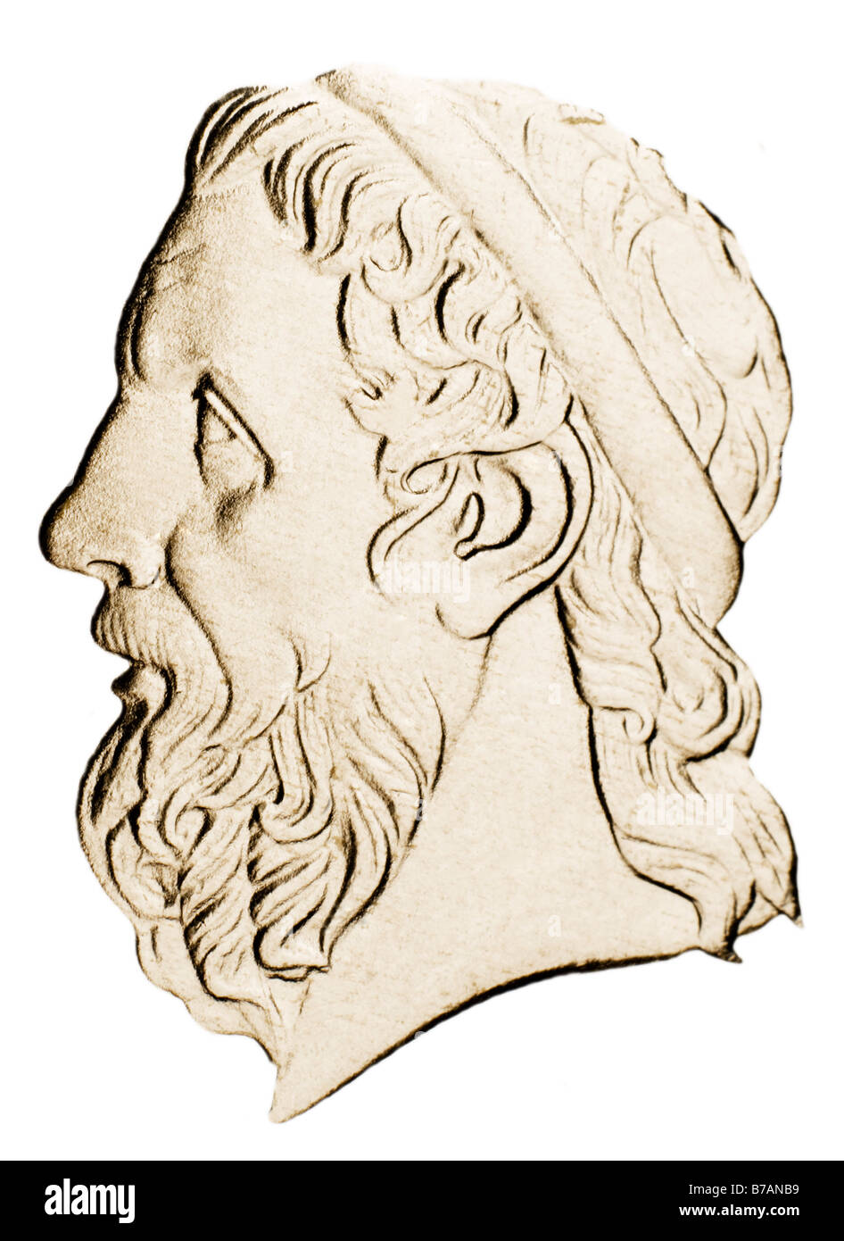 Profile portrait of Homer from Greek 50 drachma coin of 2000 Stock Photo