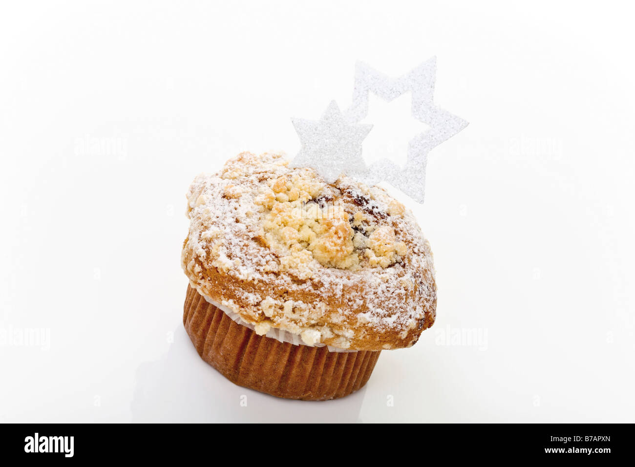 Christmas muffin with decorative stars Stock Photo