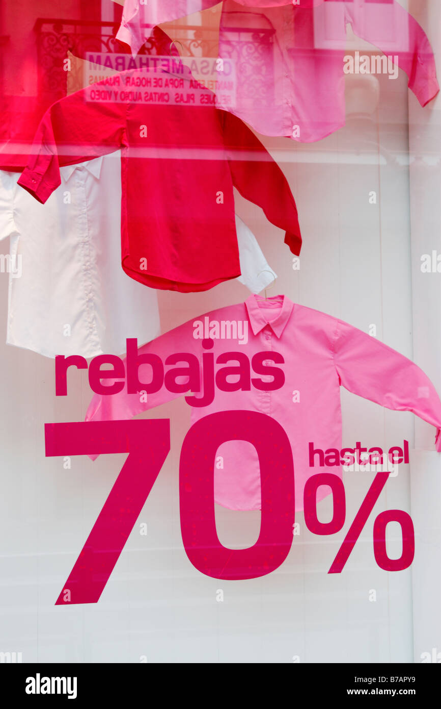 Sale sign on shop window in Spain. Rebajas means sale in Spanish Stock  Photo - Alamy