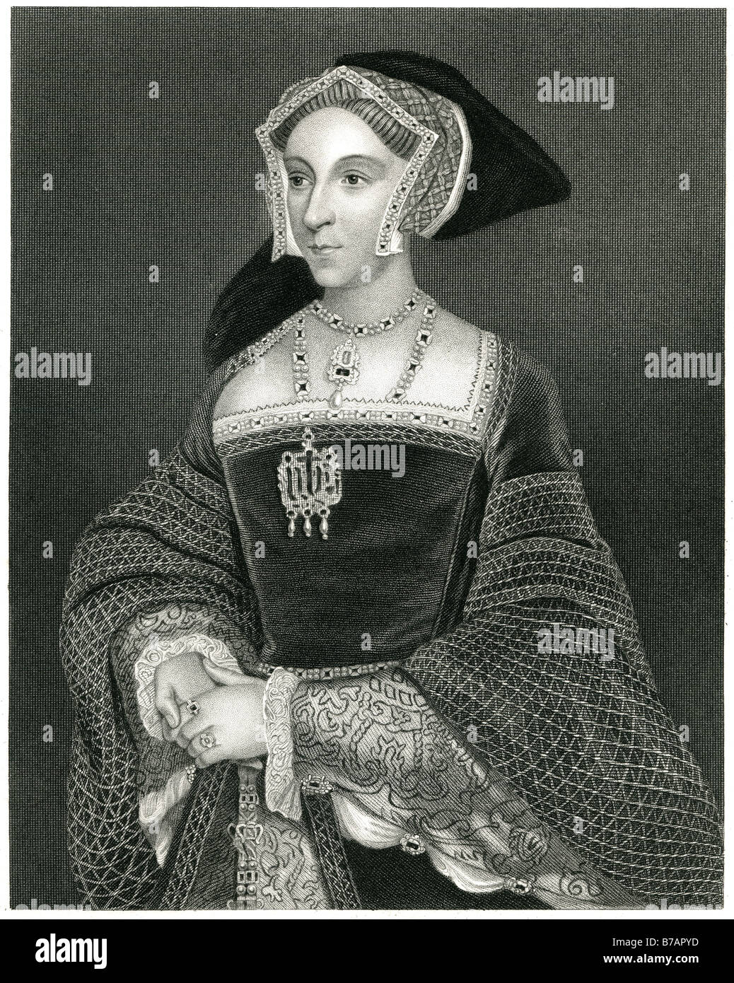 Jane Seymour (1508–24 October 1537) was Queen of England as the third wife of Henry VIII. She succeeded Anne Boleyn as queen con Stock Photo