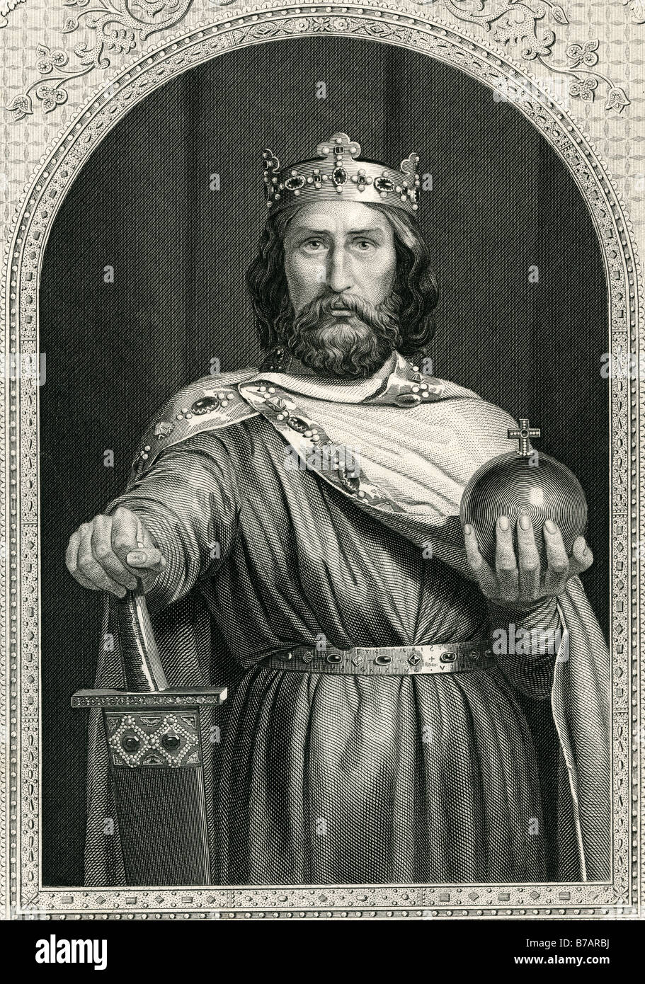Charlemagne  Carolus Magnus or Karolus Magnus, meaning Charles the Great (2 April 742 – 28 January 814) was King of the Franks f Stock Photo