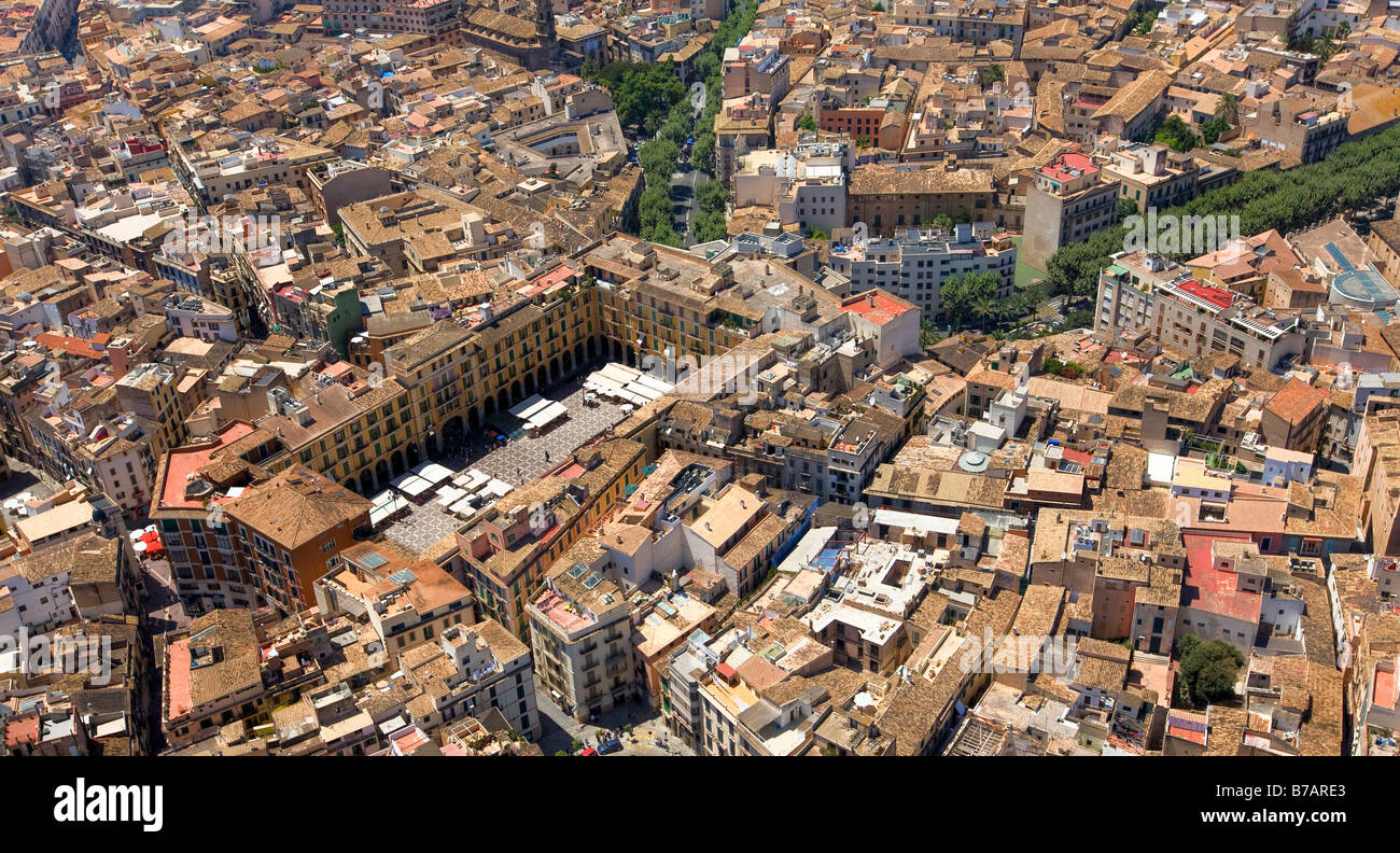 Aerial View Plaza Mayor Palma De Mallorca Baleares Spain Stock