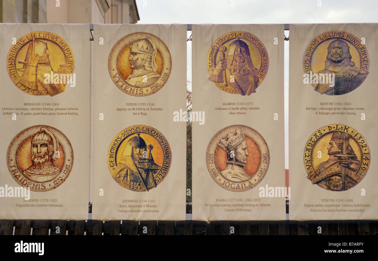 Display of medallions of early Lithuanian rulers and kings of
