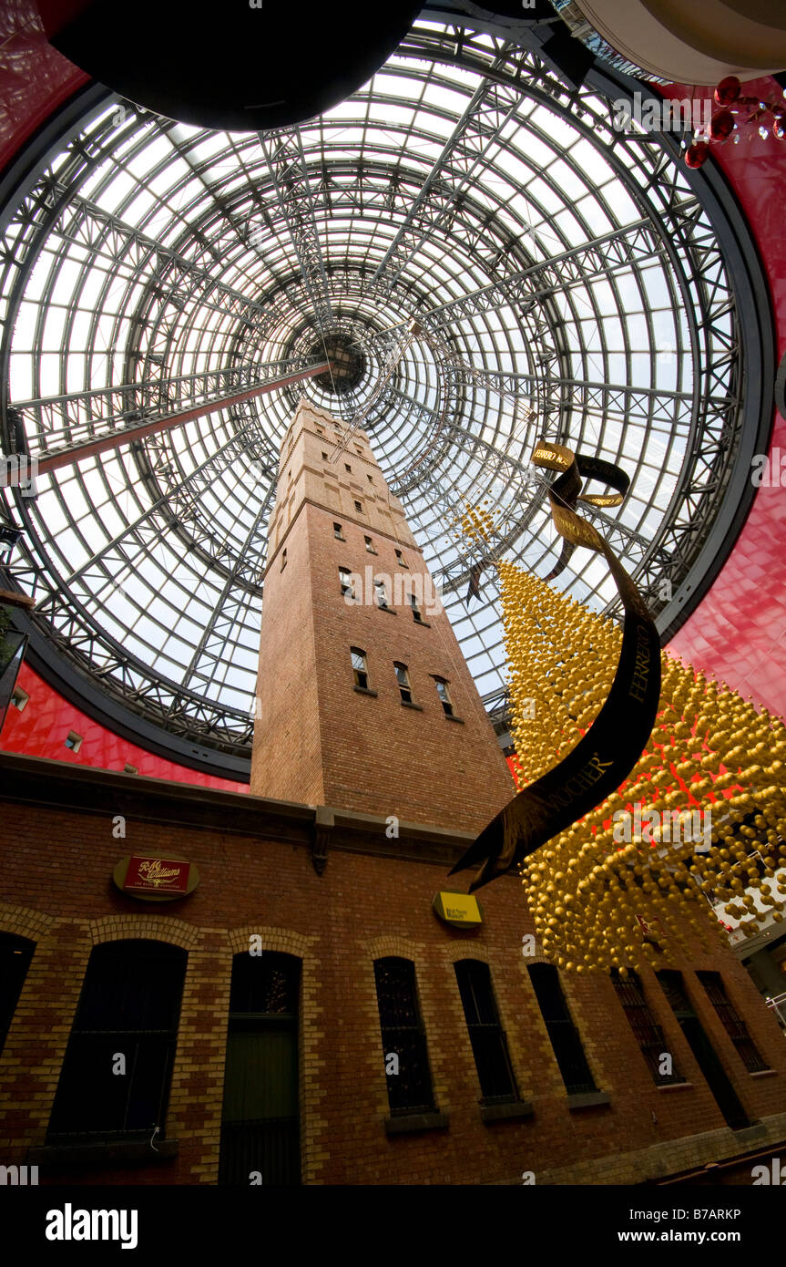 The old shot tower built enclosed within the Melbourne Central Shopping Centre Melbourne Australia, designed by Japanese architect Kisho Kurokawa Stock Photo