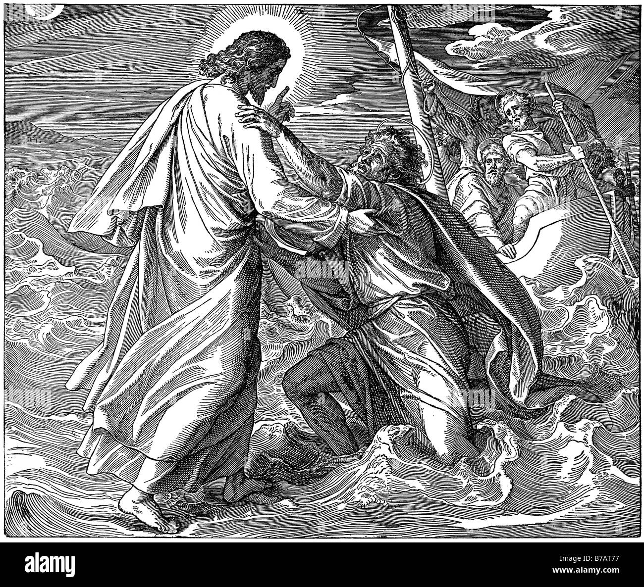 Jesus Holds The Sinking Peter Stock Photo 21751499 Alamy