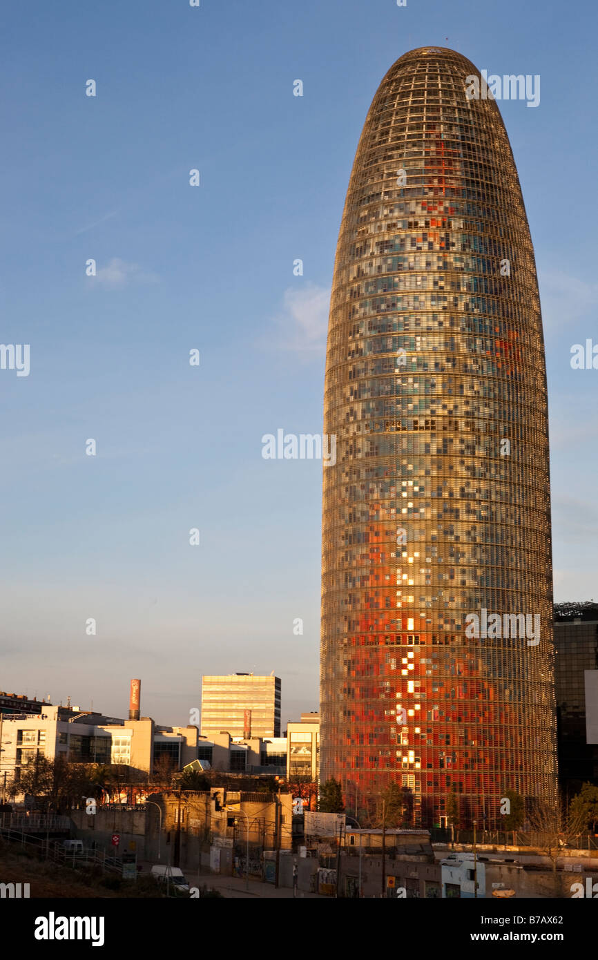 Agbar tower by architect Jean Nouvel Place Glories Barcelona Catalonia Spain Europe Stock Photo