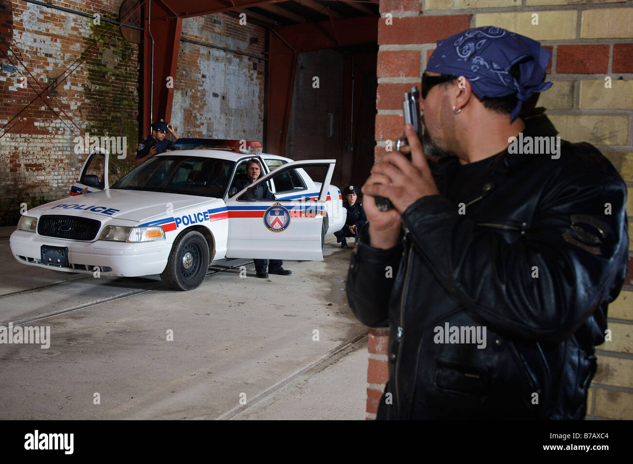 Police Standoff Stock Photo Alamy
