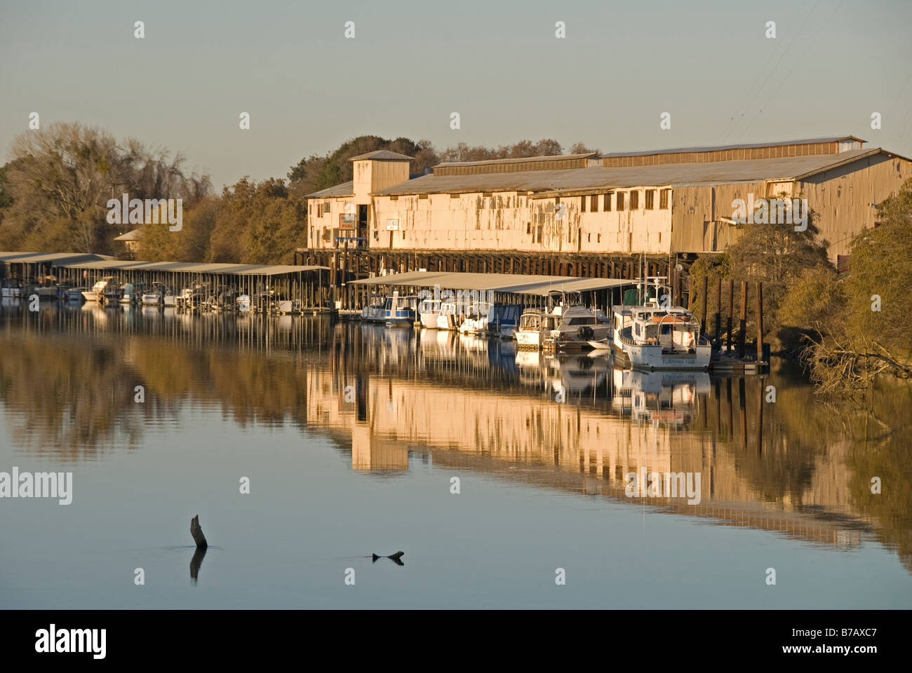 Boat marina on the Sacramento River near State Highway 160 across from