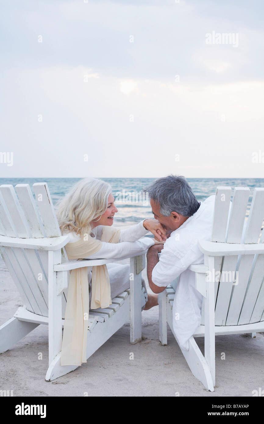 Mature Couple Sitting In Deck Chairs Hi Res Stock Photography And