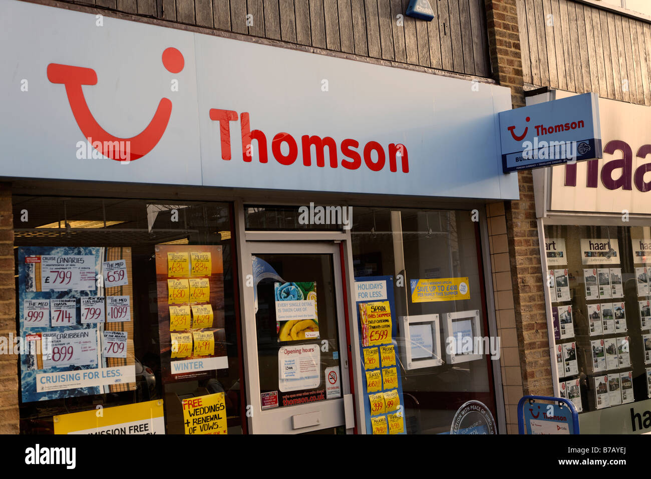 Thomson travel agents High street shops and shopping January 2009 Stock Photo