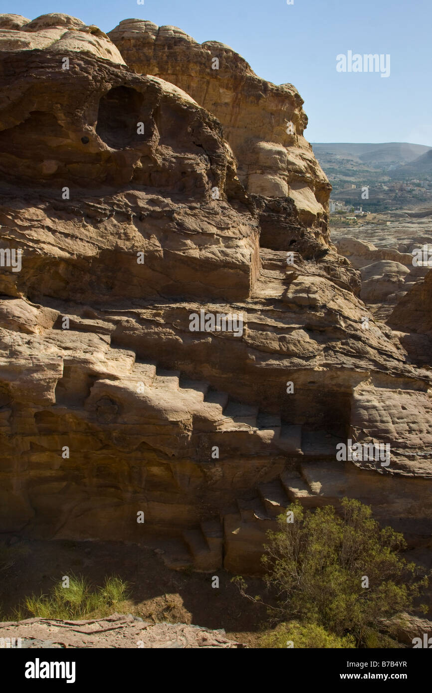 Nabataean Stairs at the Ruins of Petra in Jordan Stock Photo