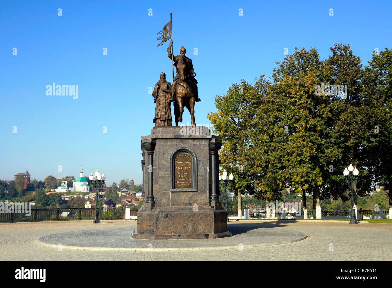 Equestrian monument to Grand Prince Vladimir II Monomakh (1053-1125) founder of the city of Vladimir, Russia Stock Photo