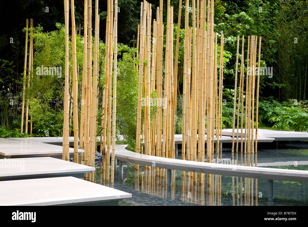 Bamboo garden 'In The Silver Moonlight' by Haruko Seki and Makoto Saito at Chelsea Flower Show 2008 Stock Photo